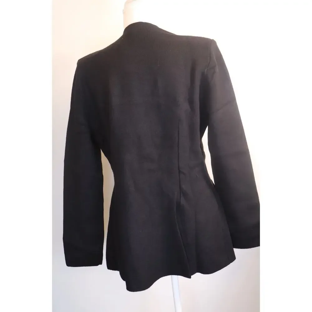 NEW International Concepts Black Double Breasted Gold Button Sweater Blazer M